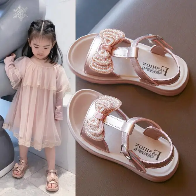 

Summer Girls Sandals Fashion Sequins Rhinestone Bow Girls Princess Leather Shoes Baby Girls Shoes Flat Heel Sandals Size 22-37