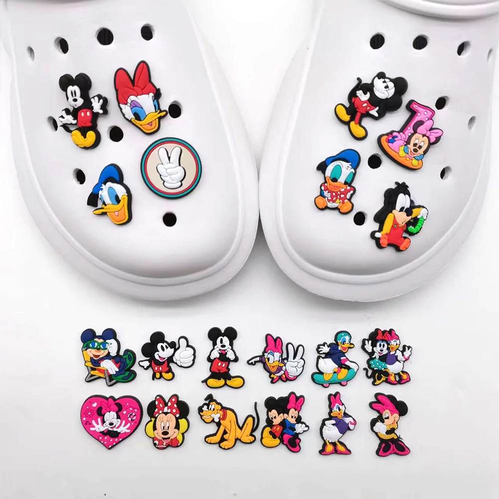 20pcs/set Disney Cartoon Croc Charms Cute Duck Mouse Shoe Accessories PVC Decoration for Shoe Charms Boys Kids Favorite gifts