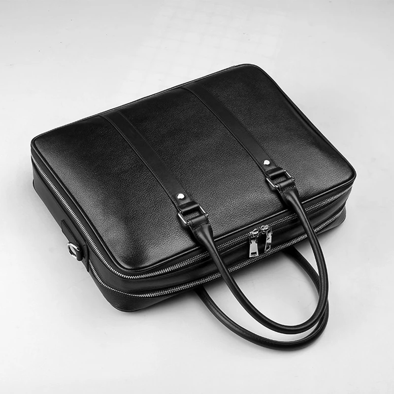 

New Luxury Cow Genuine Leather Business Men's Briefcase Male Shoulder Bag Real Leather Men Messenger Bag Travel Computer Bag Big
