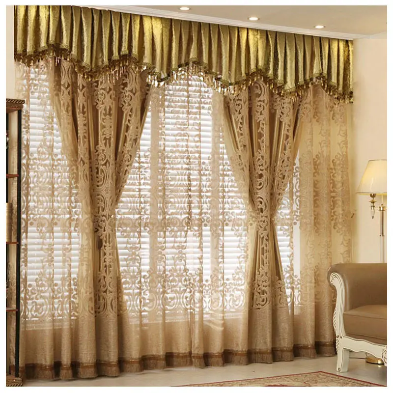 

Европейские золотые шелковые Кортины тюль для Liivng столовой спальни Высокоточный жаккардовый Shaidng Cortinas тюль на заказ