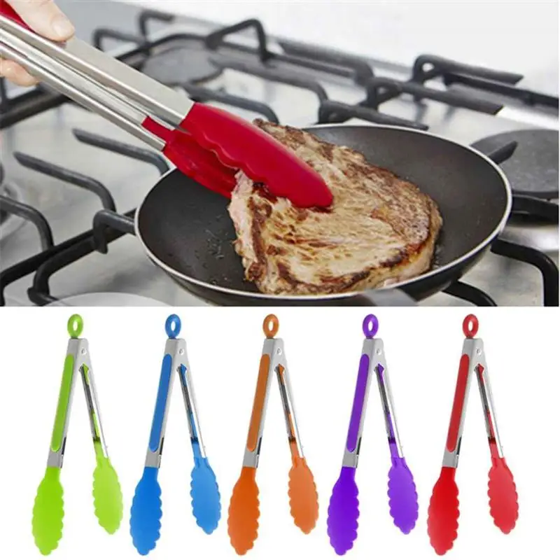 

BBQ Grilling Tong Stainless Steel Clios Barbecue Grilling Cooking Tong Cake Serving Clip Barbecue Locking Thongs for Salad Steak