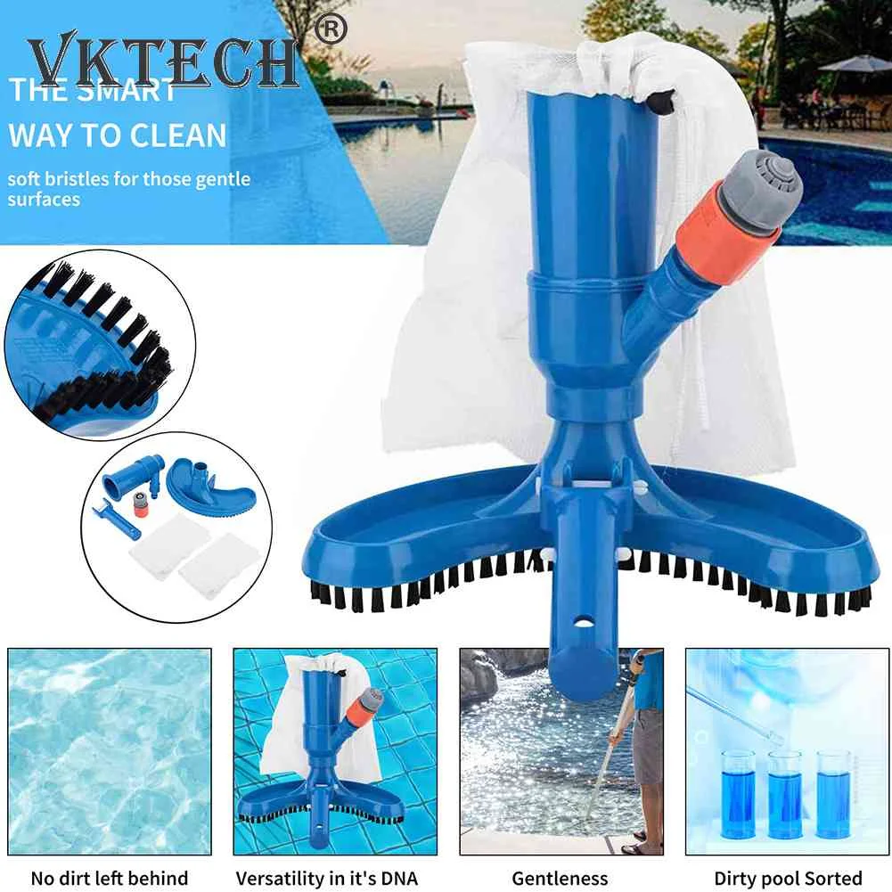 Swimming Pool Vacuum Cleaner Cleaning Disinfect Tool Set Suction Head Pond Fountain Spa Pool Cleaning Brush EU/US Pool Cleaner