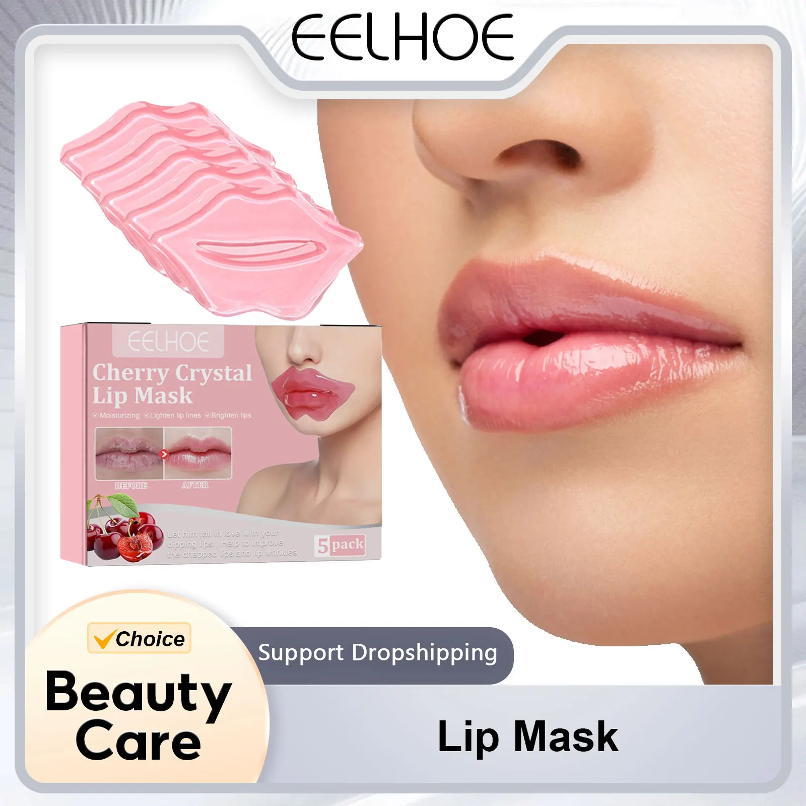 EELHOE Cherry Питательная маска для губ Fade Lip Lines Улучшение сухого восстановления