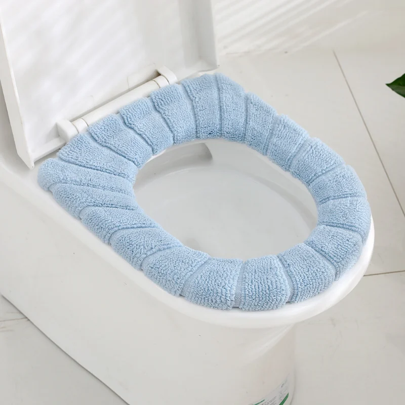 

2023Winter Warm Toilet Seat Cover Washable Bathroom Toilet Pad Cushion Thicker Soft Mat Knitting Warmer Closestool Mat