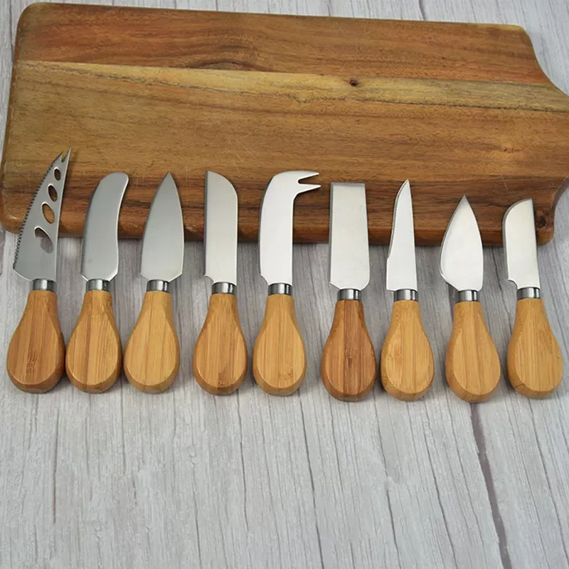 

1Pcs Steel Stainless Cheese Knives with Bamboo Wood Handle Cheese Slicer Cheese Cutter Kitchen Baking Tool