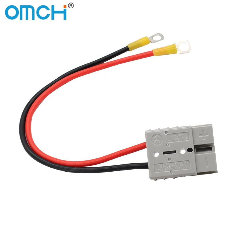 Фото OMCH 50A 12AWG/120A 8AWG двухполюсный сильноточный штекер 600 В с силиконовым кабелем 30 см для зарядки аккумулятора электромобиля №2