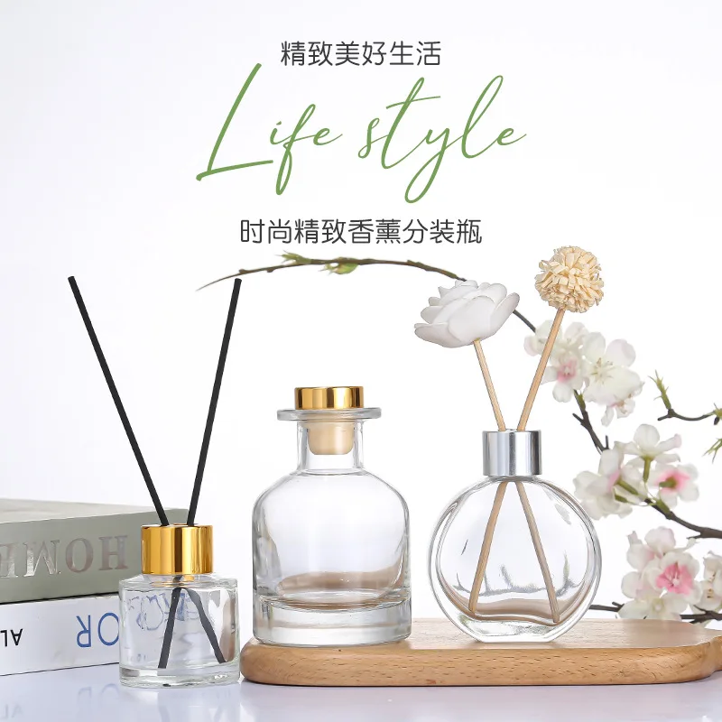

3PCS 50/100/250ml Clear Essential Oil Perfume Empty Bottle Rattan Aroma Diffuser Bottle Scent Volatilization Glass Container