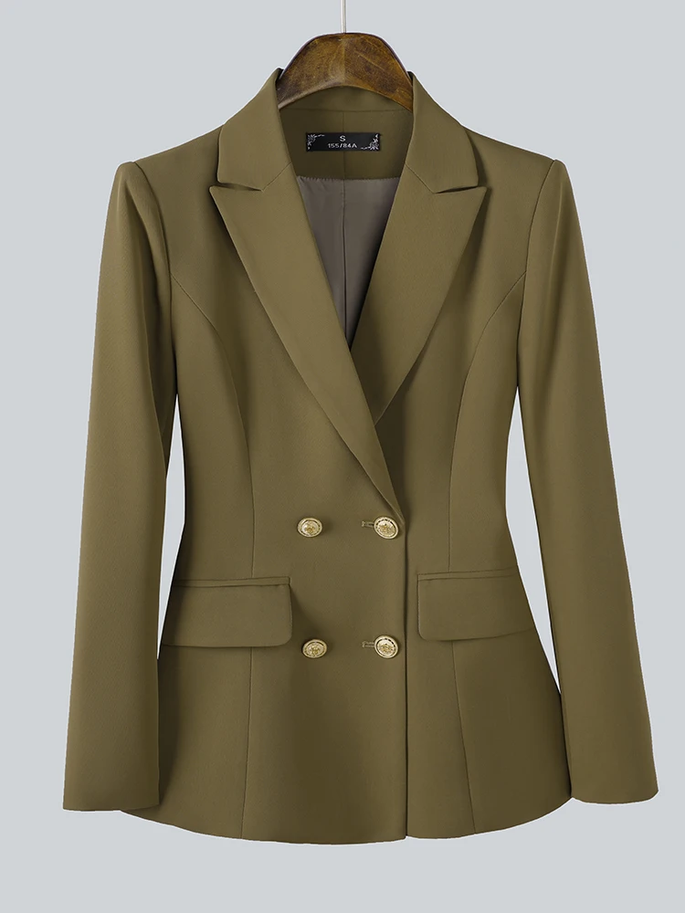 White Orange Black Coffee Ladies Blazer Women Female Double Breasted Full Sleeve Business Work Wear Formal Jacket blazer women