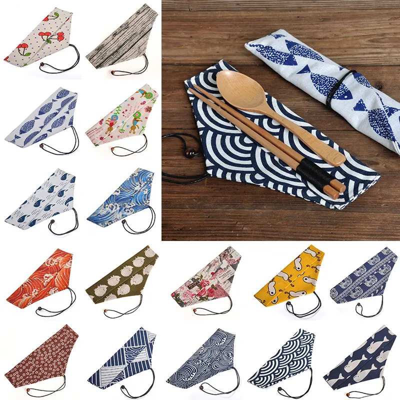 Многоразовая сумка для хранения столовых приборов дорожный контейнер из хлопка