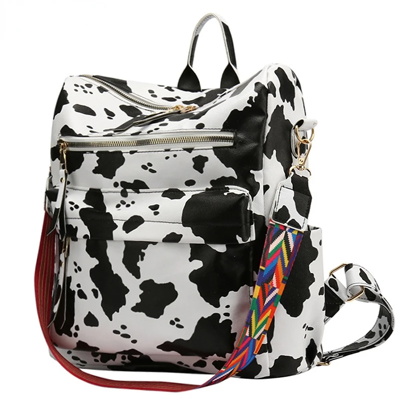 

Роскошный рюкзак из воловьей кожи с принтом зебры, Женский ранец для путешествий, школьные ранцы на плечо