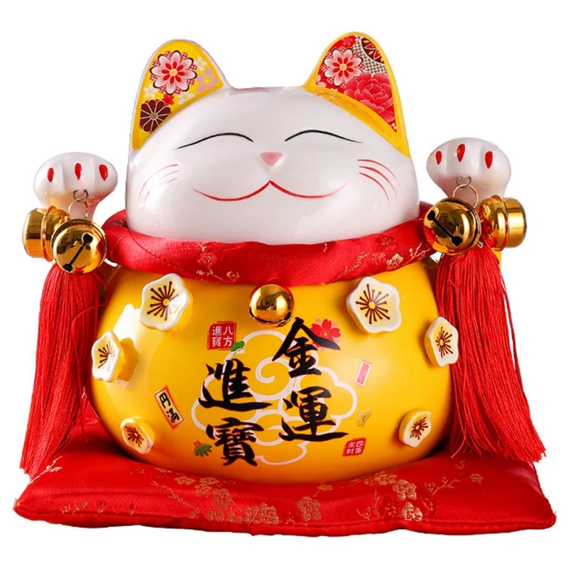 

8.5 Inch Ceramic Maneki Neko Piggy Bank Creative Home Decor Porcelain Ornaments Business Gifts Lucky Crafts Lucky Cat