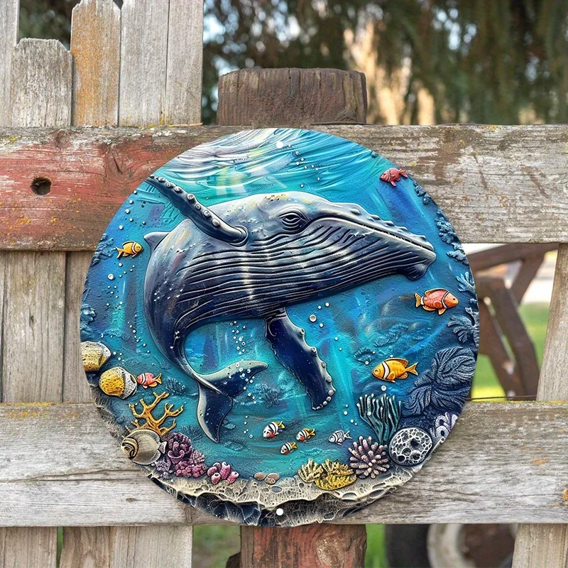 w oceanie aluminiowy metalowy znak - wodoodporna grafika z nadrukiem HD odporna na warunki atmosferyczne teksturowana okrągła dekoracja do domu