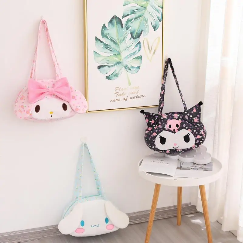 

Sanrios My Melody Kuromi Cinnamoroll Anime Kawaii Cartoon Cute Floral Canvas Shoulder Bag Handbag Children Holiday Birthday Gift