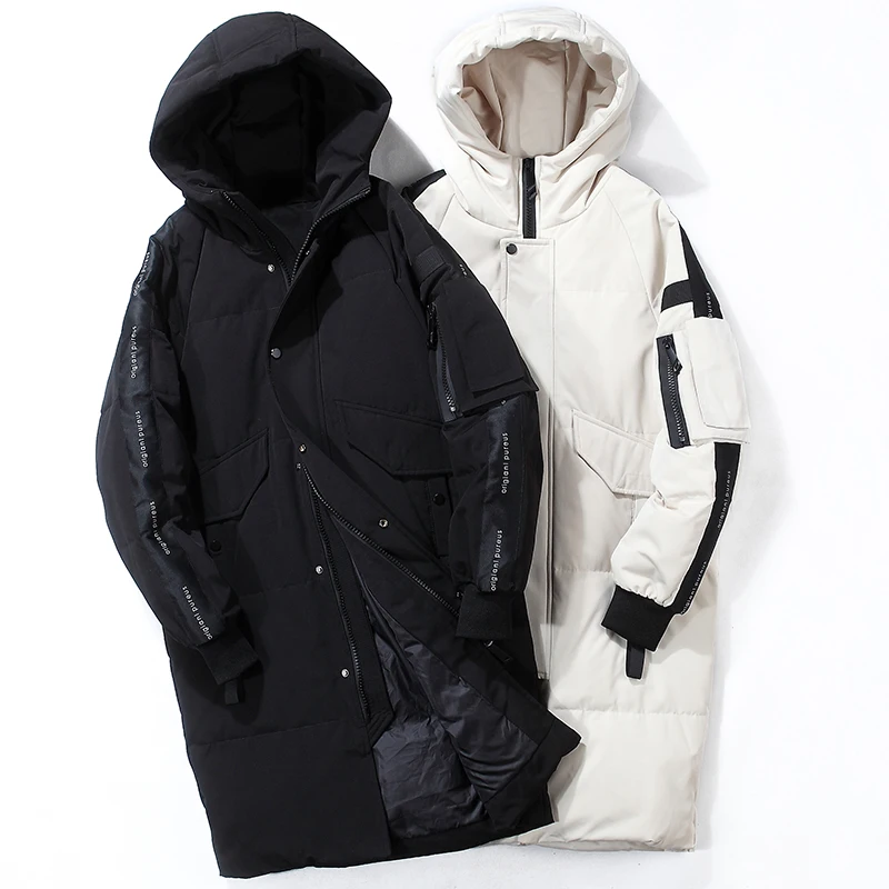 Men's Long Down Jacket Winter 2023 New Style Outerwear Duck Down Padded White Black Thick Warm Parka Husband Puffer Coat Male