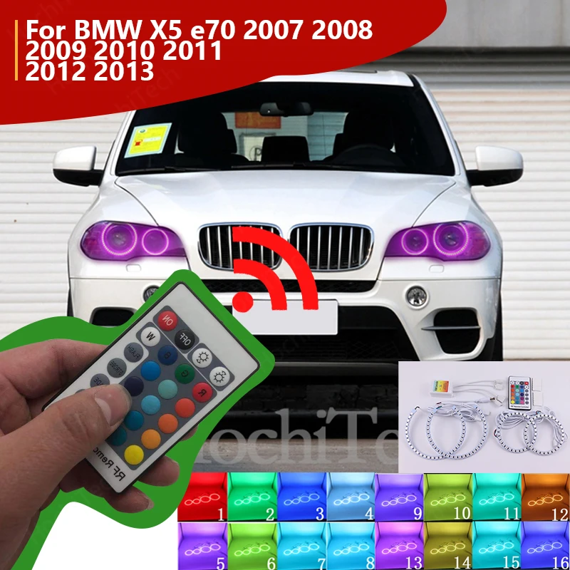 

16 color dynamic RF remote Multi-Color Ultra bright RGB LED Angel Eyes DRL For BMW X5 e70 2007 2008 2009 2010 2011 2012 2013