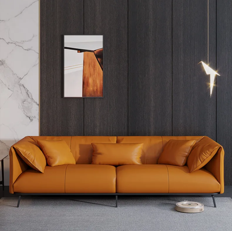 Скандинавский напольный диван из воловьей кожи для отдыха в гостинице