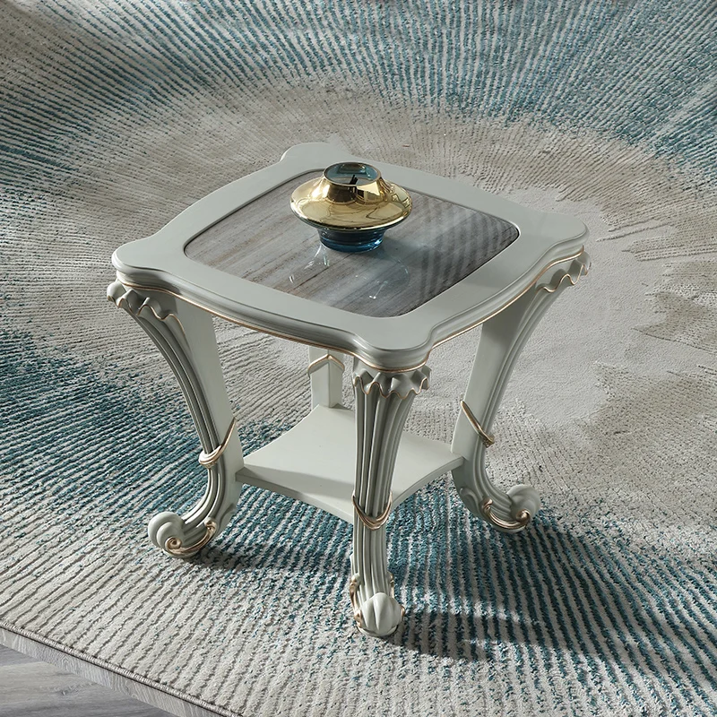 

Французская мебель, роскошный Европейский резной чайный столик, угловой журнальный столик из массива дерева, Золотой чайный столик