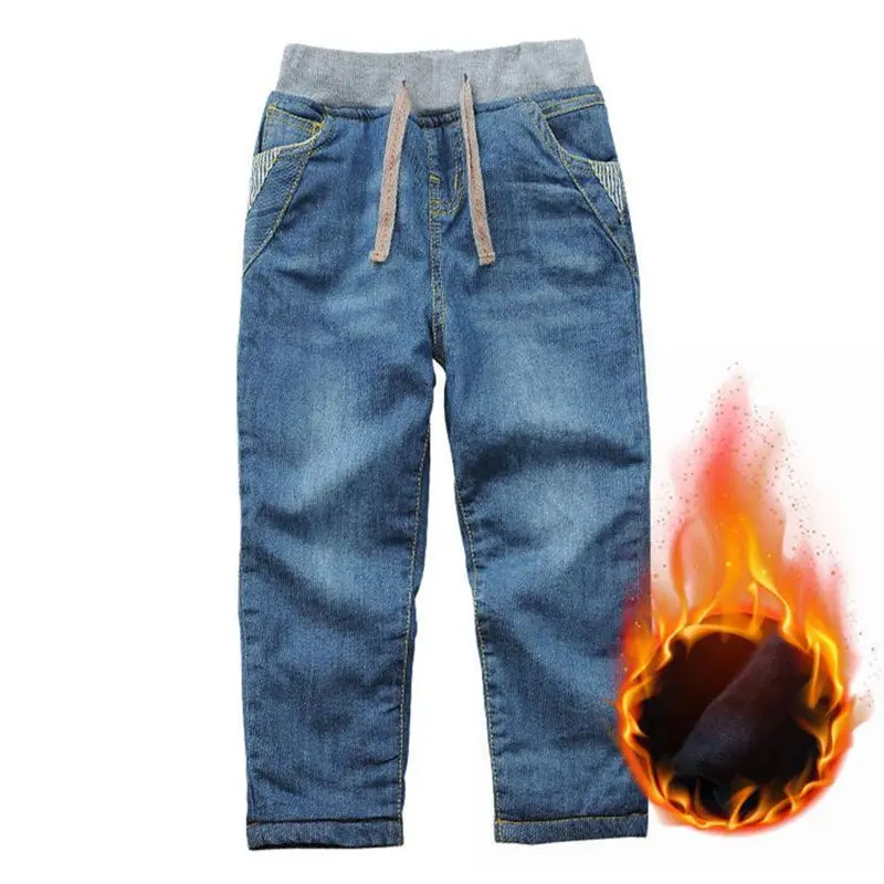 

Winter Jeans Pants Plus Velvet Children Thicken Warm Denim Trousers For Boys