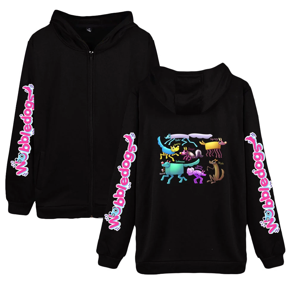 

Толстовка Wobbledogs, повседневная толстовка на молнии, популярная игра, толстовка с капюшоном на молнии, Забавный абстрактный узор, толстовки н...