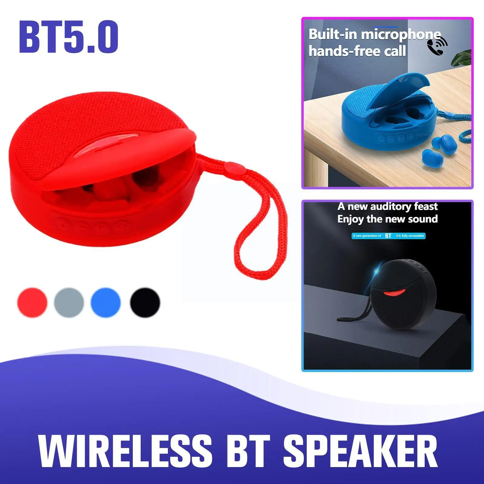 

TG808 Wireless BT Speaker Headphones 2 In 1 Outdoor Portable Stereo Earbuds Combination Speaker Speaker H6T2