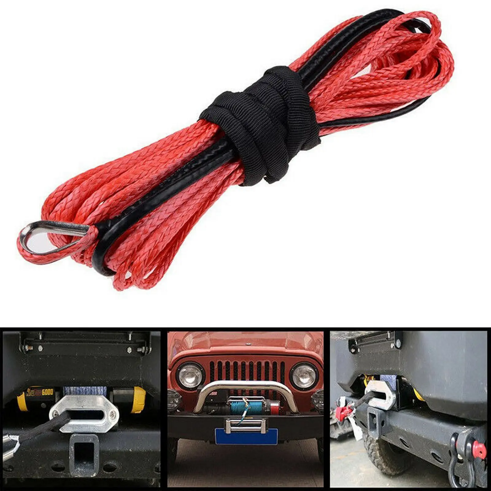 

7700lbs 15M Winch Rope String Kinetic Rope Pull Car Liberation Towing Accessories Drift Tuning 4x4 Off Road Accsesorios ATV