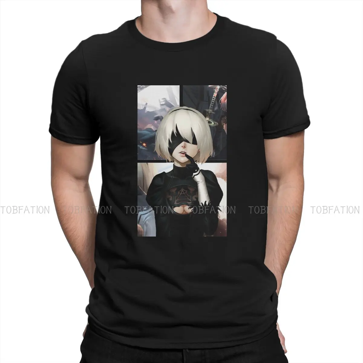 

NieR Automata Game Newest TShirt for Men Video Game 2b Round Neck Basic T Shirt Personalize Gift Clothes Tops 6XL