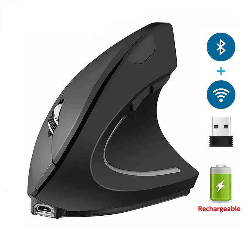 

2023 Bluetooth Vertical Ergonomic Gaming Mouse Wireless Rechargeable Gamer Mause Kit Optical 2.4G Mouse Computer Laptop Desktop