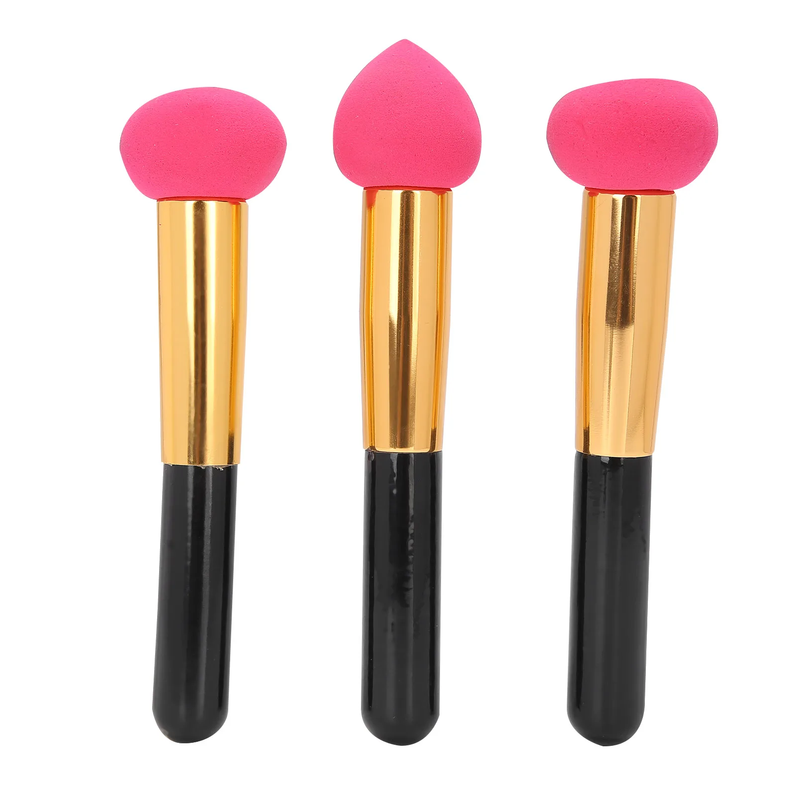 

3pcs Soft Elastic Sponge Makeup Brush Beauty Cosmetics Puff Brush Makeup Blender with HandlePink