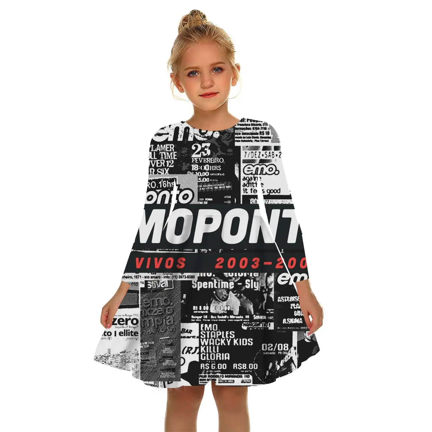 

Summer Girls Funny Cartoon Printed Short Sleeve O Neck Loose Dress Harajuku Girls Party Club Clothes Newspaper Children2022 New