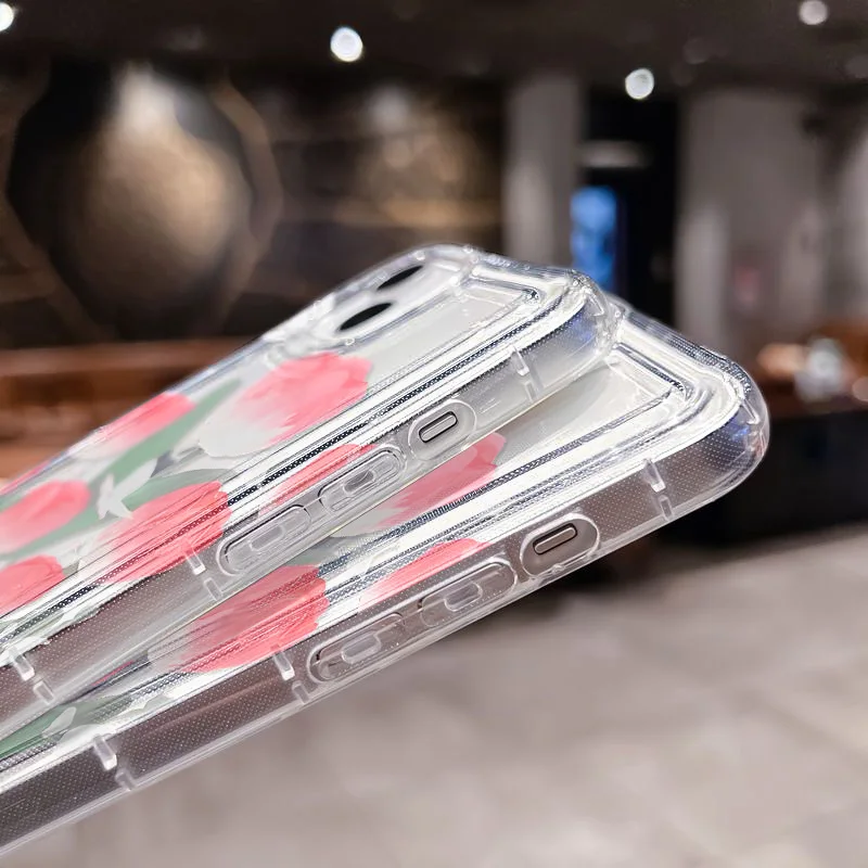 Flowers Phone Case For iPhone 11 Case iPhone 13 14 12 Pro Max XR XS Max X 7 8 14 Plus SE 2022 Shockproof Soft Clear Cover Cases 