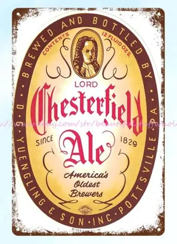 Постер 1934 Yuengling Lord Chesterfield Ale Beer Pottsville PA металлический жестяной знак