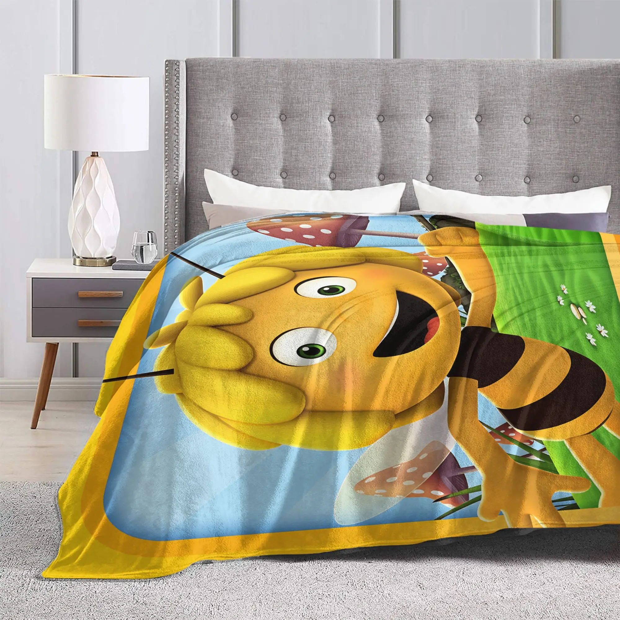 Фото Супер мягкие одеяла для детей и взрослых, пикника M-Maya the B-Bee, фланелевое покрывало для дивана, стула, чехол для дивана-кровати №4