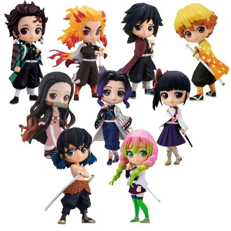 

15cm Anime Demon Slayer Figure Nezuko Tanjirou Zenitsu Inosuke Kyoujurou Giyuu Kawaii Qposket Figural PVC Model Toy Collect Gift