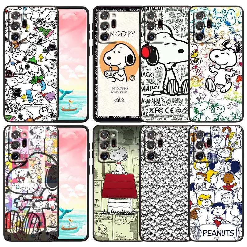 

Cartoon Cute Snoopy Dog For Samsung Note 20 10 9 Ultra Lite Plus F23 M52 M21 A73 A70 A20 A10 A8 A03 j7 j6 Black Phone Case