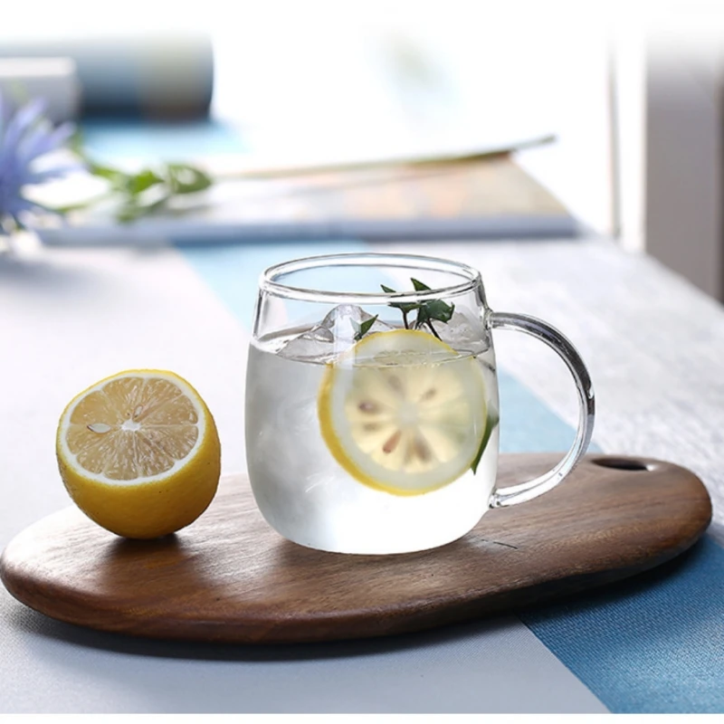 

6 шт./упаковка, прозрачная термостойкая стеклянная чашка с ручкой, 350 мл