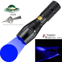 led blue light outdoor super bright strong light rechargeable fishing multifunctional rechargeable flashlight