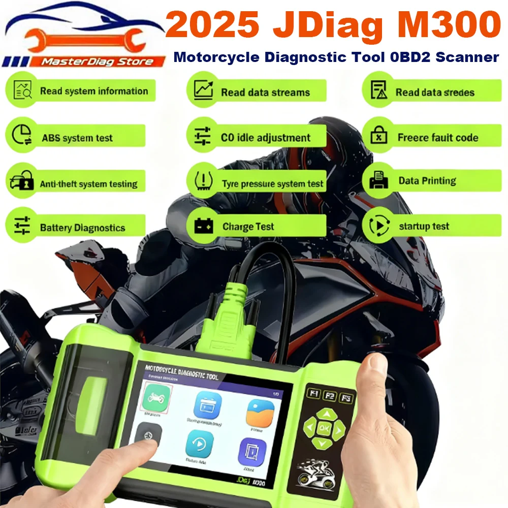 

JDiag M300, диагностический инструмент для мотоцикла, сканер OBD2, диагностические инструменты для мотоцикла, ABS двигатель для BMW Ducati Harley Honda Yamaha