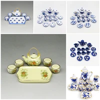 112 miniature porcelain tea cup set flower tableware kitchen dollhouse furniture toys for children tea cups doll accessories