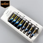 Умное зарядное устройство Sofirn с 8 слотами для аккумуляторов, зарядка с индикасветильник для NiMHNiCd аккумуляторных батарей AAAAA, вилка стандарта СШАЕС, без аккумулятора