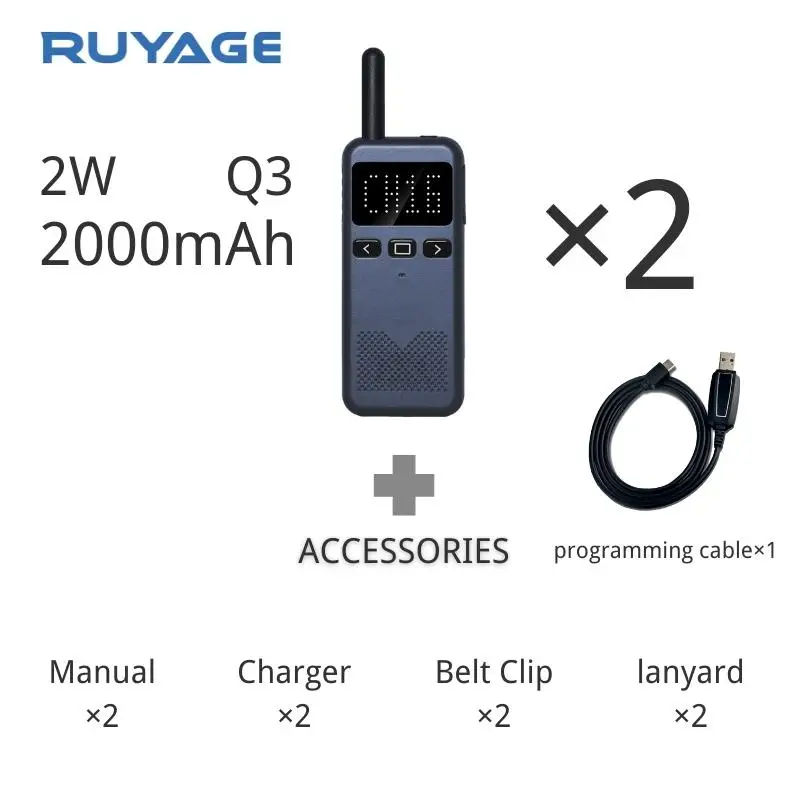 Ruyage Q3 Walkie Talkie 2 Pcs Mobile Phone Two Way Radio Uhf Transceiver Wireless Communication Device Mini Radio