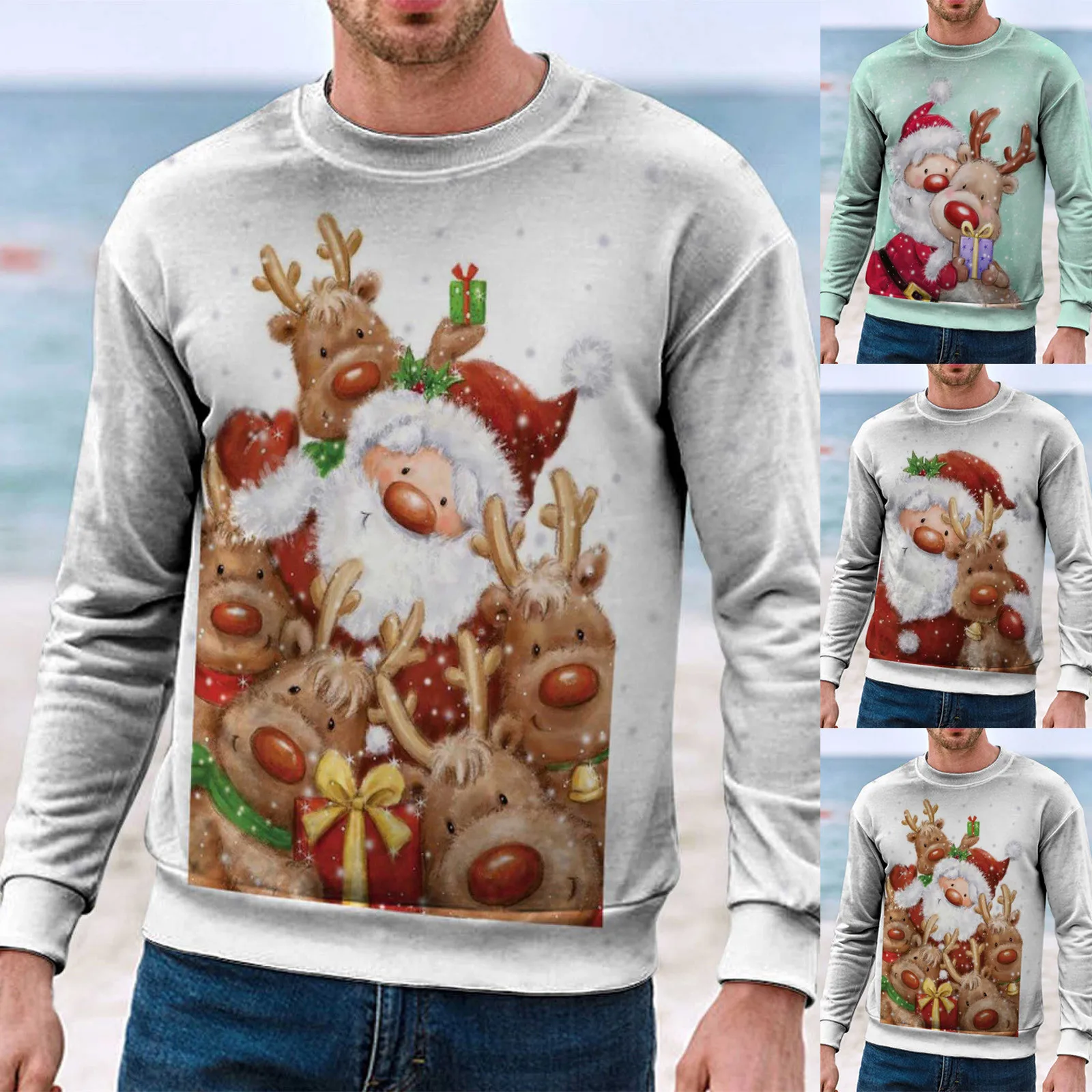 

Long Sleeve Crop Top Men Women Winter Christmas Top Blouse Warm Stylish Print Long Sleeved Sweatshirt Casual Couple Sweatshirts