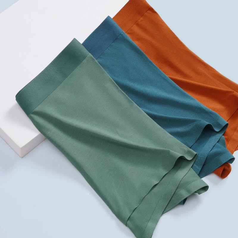 3A Antibacterial Underpants Men's Seamless Modal Underwear Mid Waist Sexy Boxers Solid Color Inverted U-crotch Panties Men