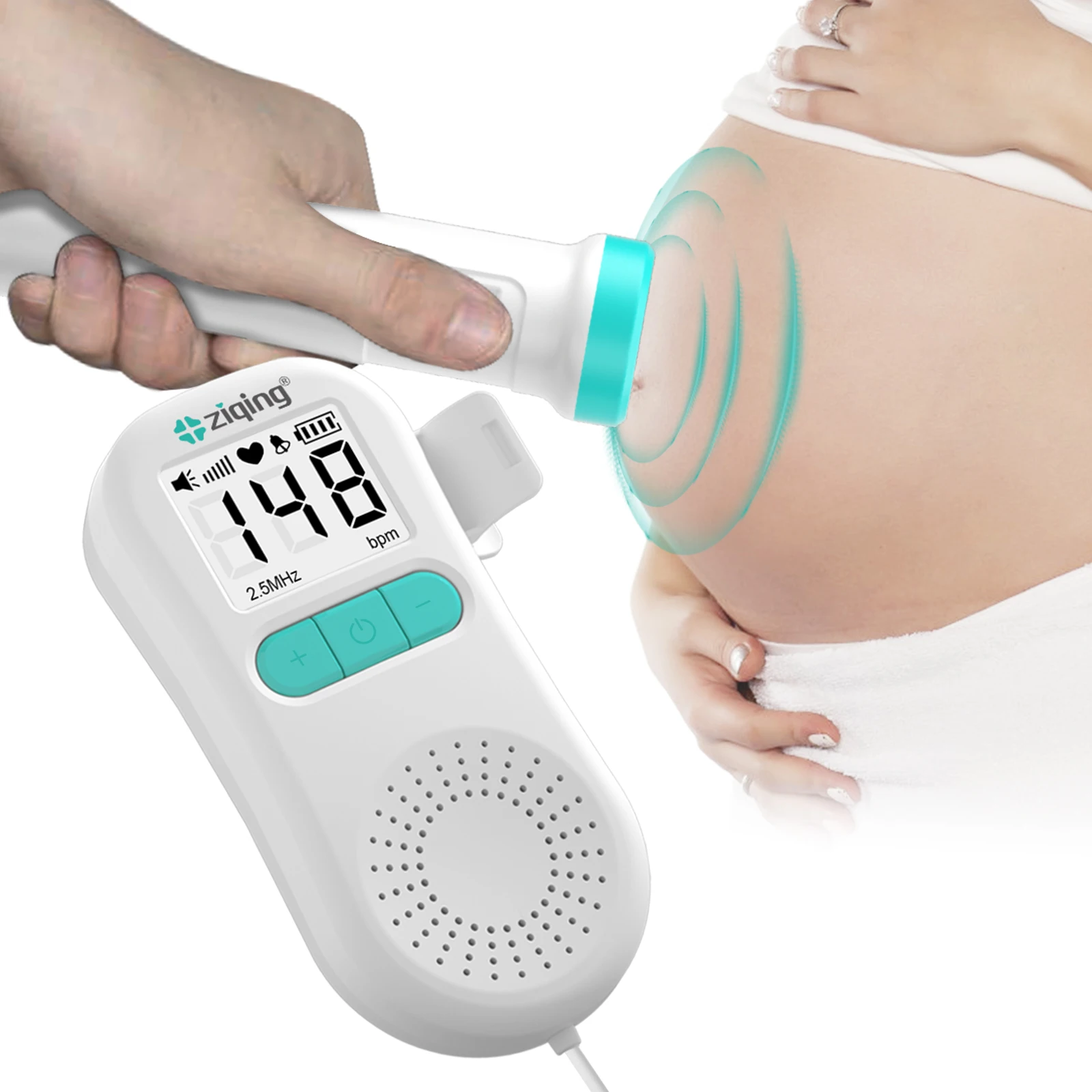 ZIQING Doppler Fetal Heartbeat Detector Baby Care The Device Listen Heart Beat Fetal Pregnancy Ultrasound Rate Detection