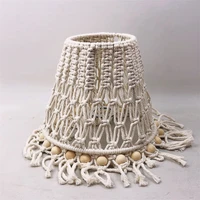 handmade lampshade wall hanging retro hemp rope lamp cover tapestry decor cotton rope knitted woven lamp shade decorations