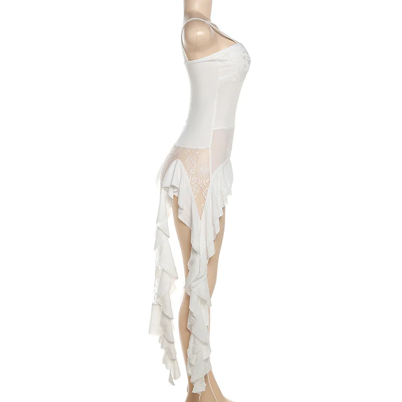 Длинное прозрачное Сетчатое платье OSEN летнее на бретельках без рукавов с высоким