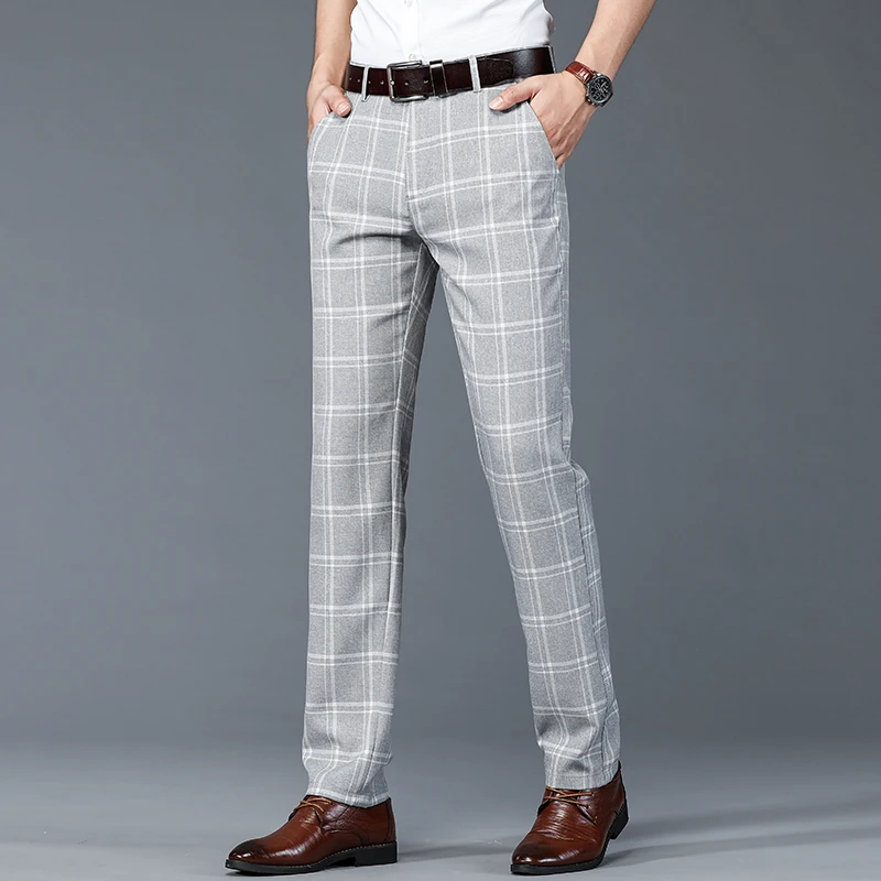Summer England Plaid Work Stretch Pants 