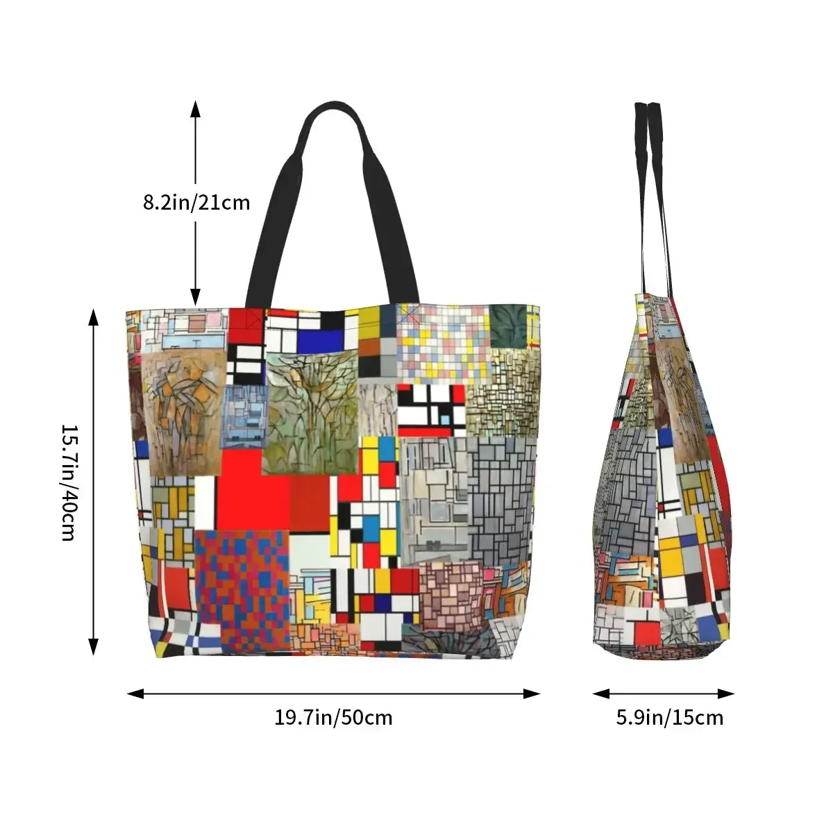 Женская Холщовая Сумка для покупок Piet Mondrian многоразовая вместительная сумочка