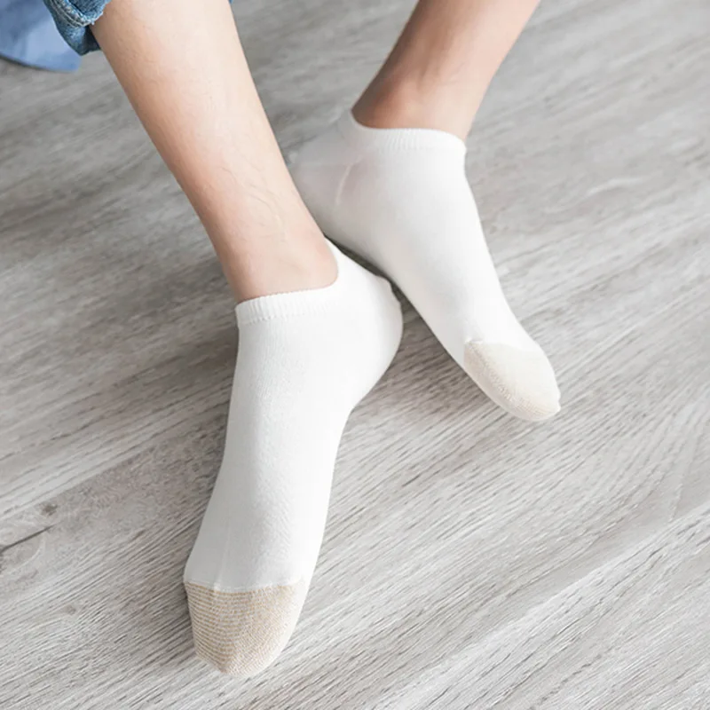 1 Pair of Copper Fiber Anti-bacterial Summer Sports Deodorant Boat Socks for Men's Leisure and Fashion Short Tube Ankle Socks