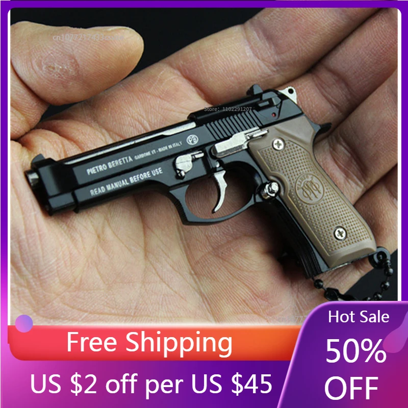 

1:3 Metal Pistol Toy Gun Miniature Model Beretta 92F Keychain High Quality Collection Toy Birthday Gifts