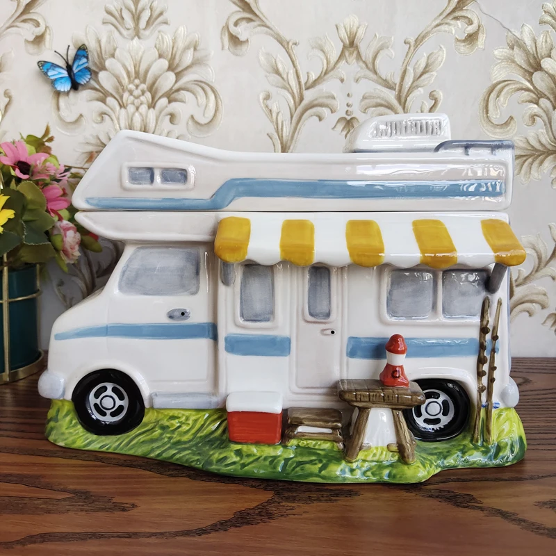 

Mediterranean Ceramic Sculpture, RV Car Candy Storage Jar, Crafts Room Decoration, Living Room Porcelain Figurine